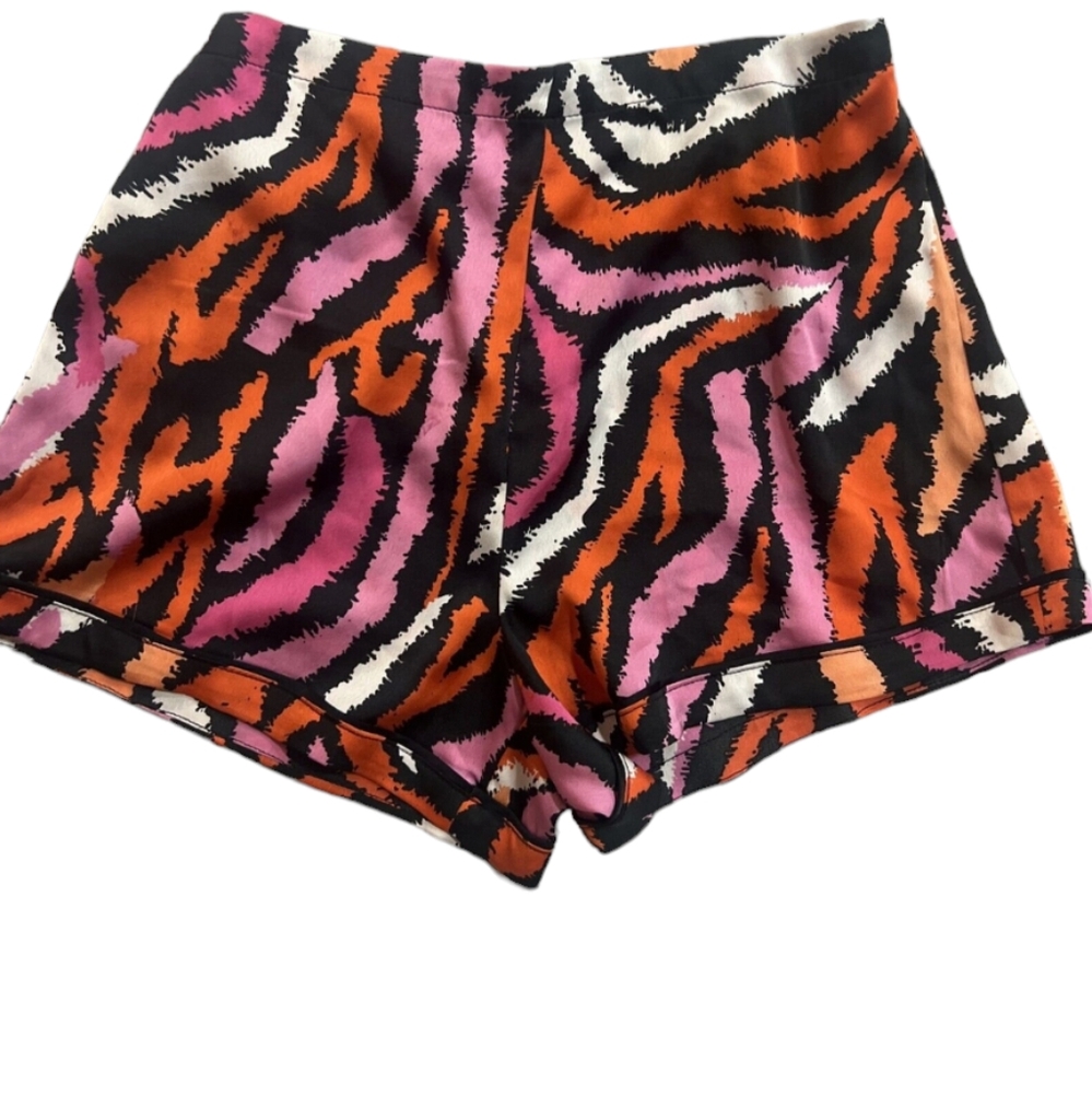 Diane Von Furstenberg Multicolor Zebra Print Pajama Shorts